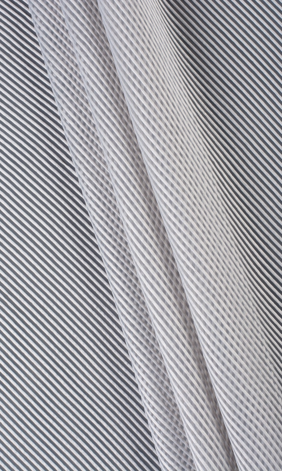 Striped Sheer Window Treatments Fabric By the Yard (Grey)