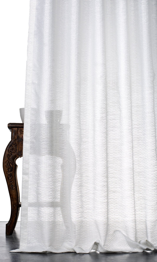 Textured Sheer Home Décor Fabric By the Yard (White)