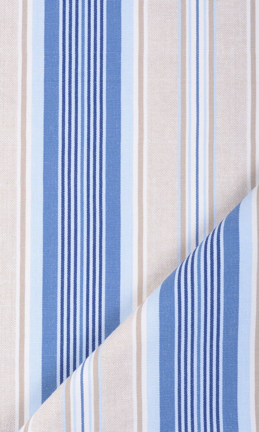 Barcode Striped Pattern  Fabric Material By the Yard (Blue/ Beige)