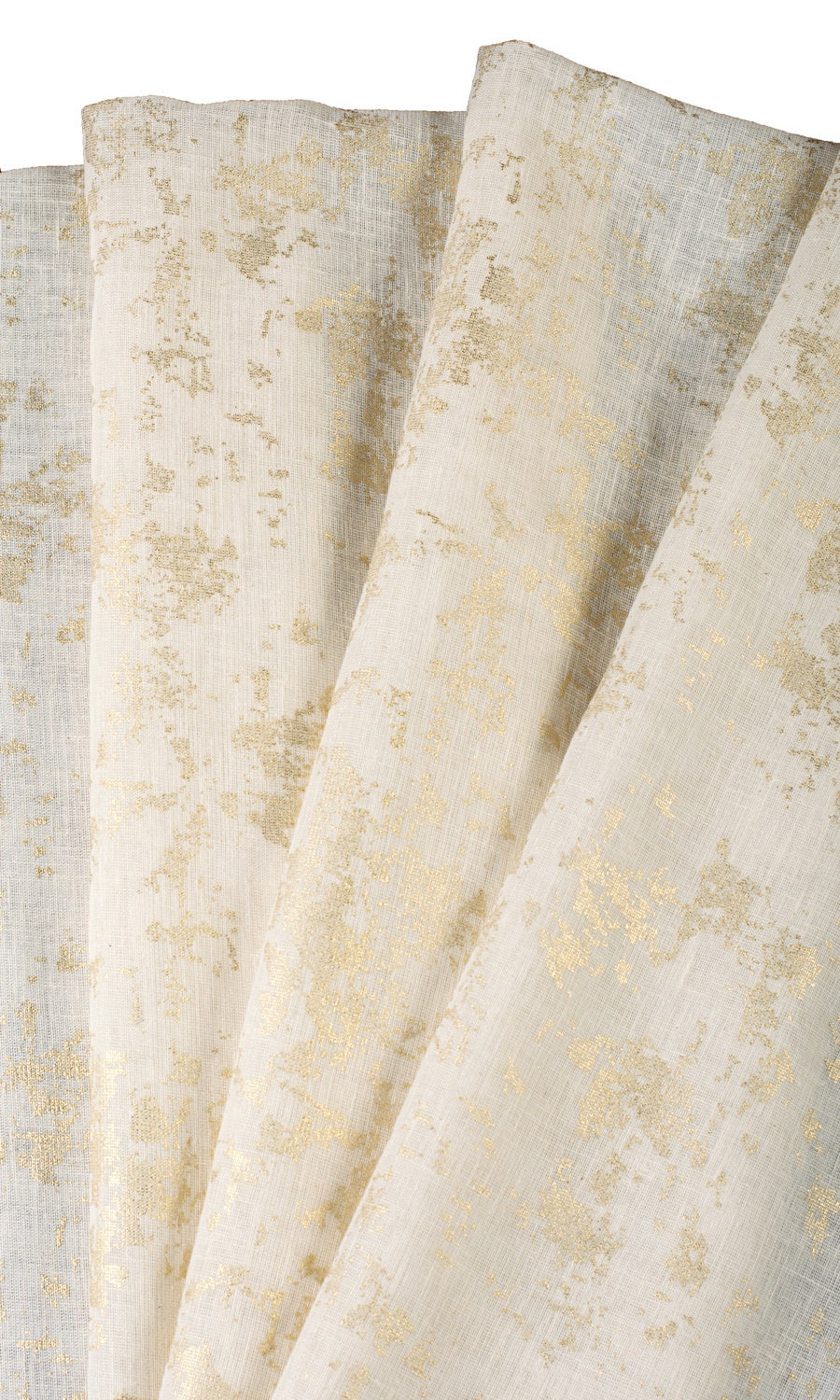Metallic Print Semi-Sheer Fabric Material By the Yard (White/ Golden)
