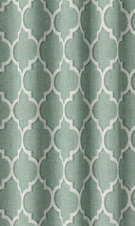 Trellis Tile Print Drapes (Blue/ White)