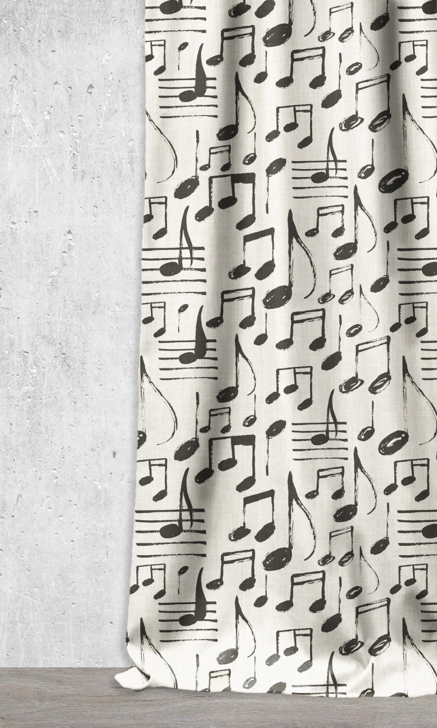 Music Themed Print Home Décor Fabric By the Metre (Black/ Milky White)