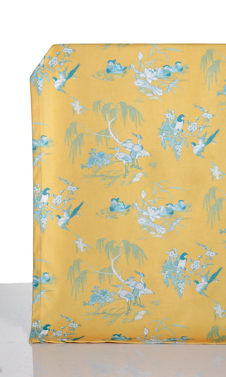 Chinoiserie Toile Velvet Window Treatments Fabric By the Yard (Yellow)