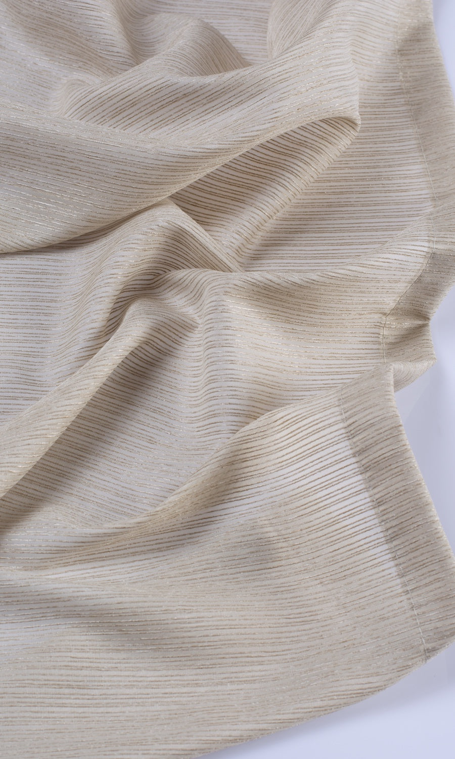 Striped Sheer Home Décor Fabric By the Yard (Sand Beige)