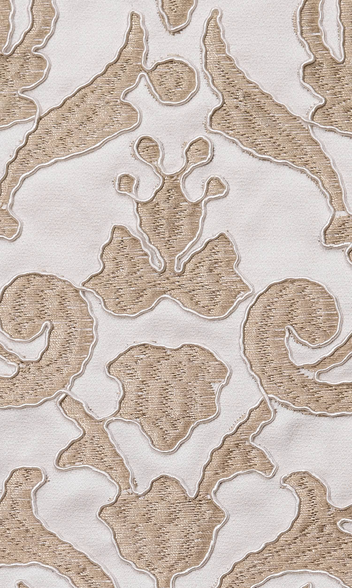 Damask Home Textile Fabric Material By the Yard (Golden/ White)