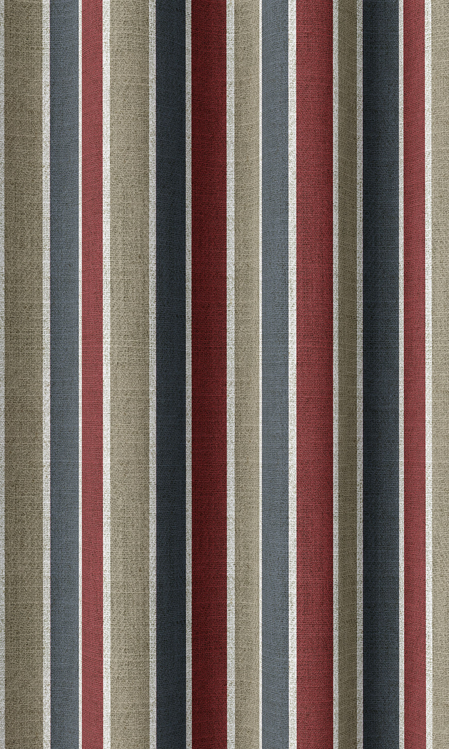 Striped Home Décor Fabric By the Metre (Grey/ Red/ Slate Blue)