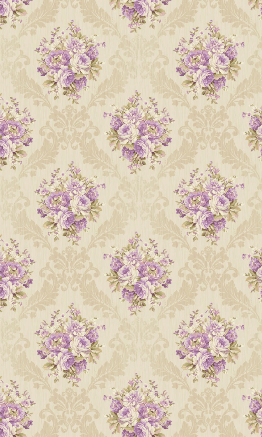 Dimout Floral Home Textile Fabric Material By the Yard (Purple/ Ivory/ Grey)