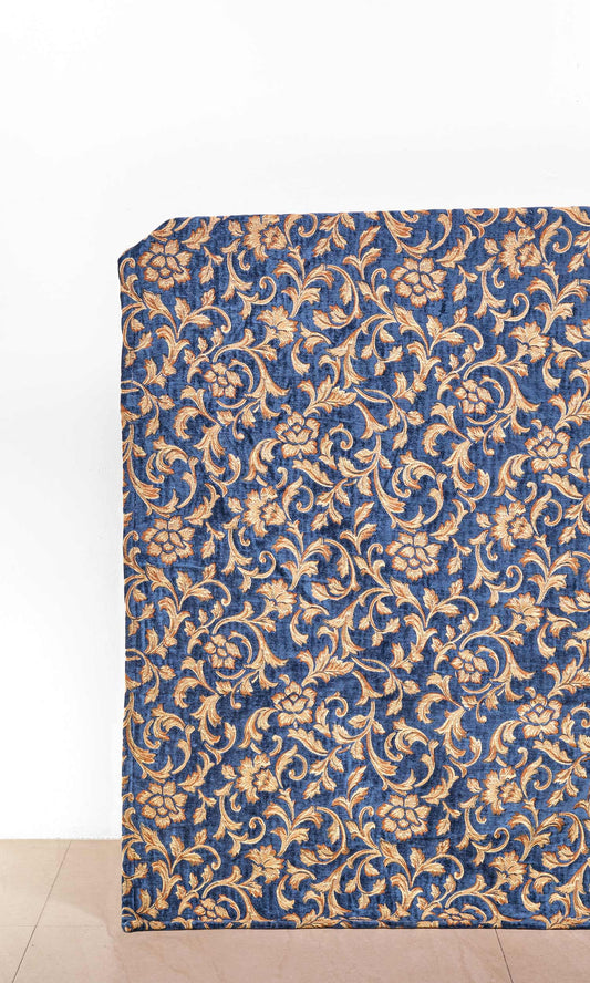 Floral Velvet Home Décor Fabric Sample (Beige/ Brown/ Blue)