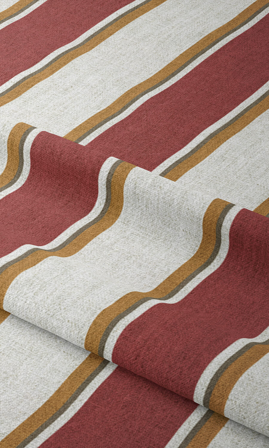 Contemporary Striped Fabric Material By the Yard (White & Red)