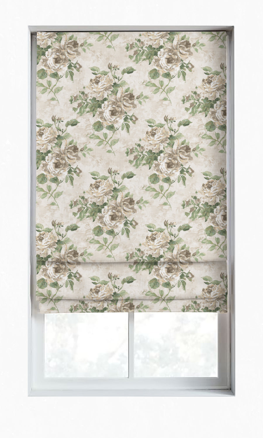 Dimout Floral Window Treatments Fabric By the Yard (Green/ Grey)