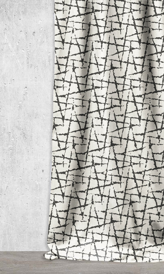 Modern Geo Print Home Décor Fabric Sample (Black/ Ivory)