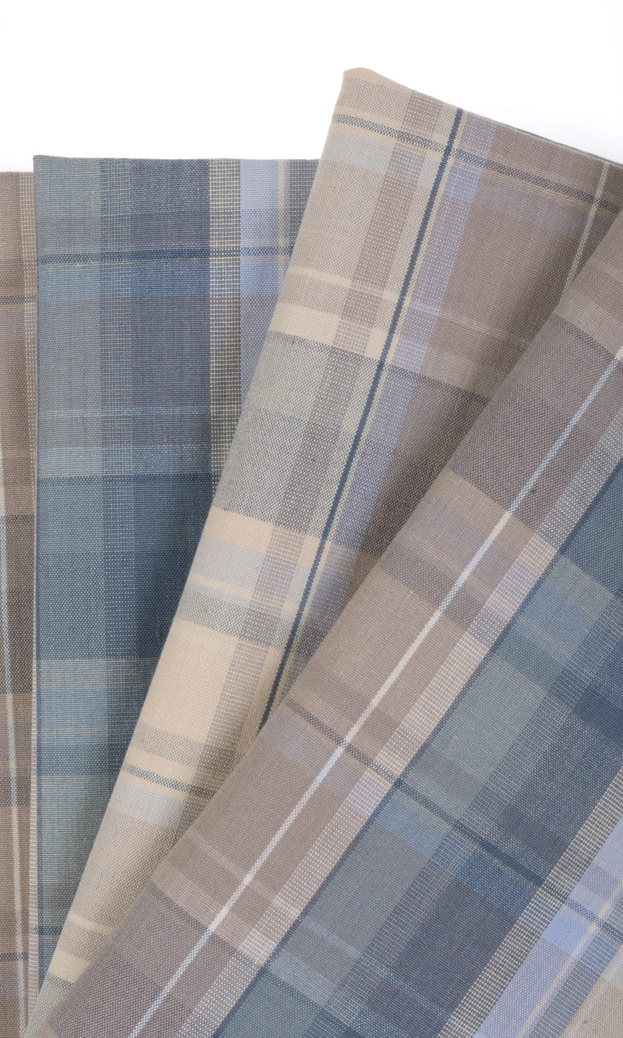 Cotton Window Treatments Fabric Sample (Blue/ Brown)