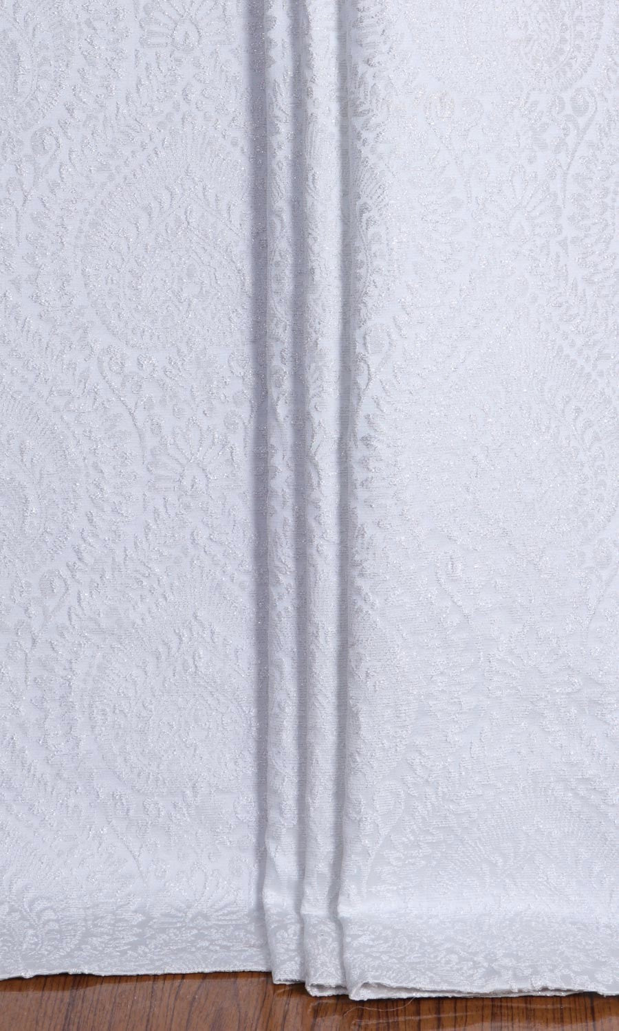 Textured Floral Home Textile Fabric Material By the Yard (White)