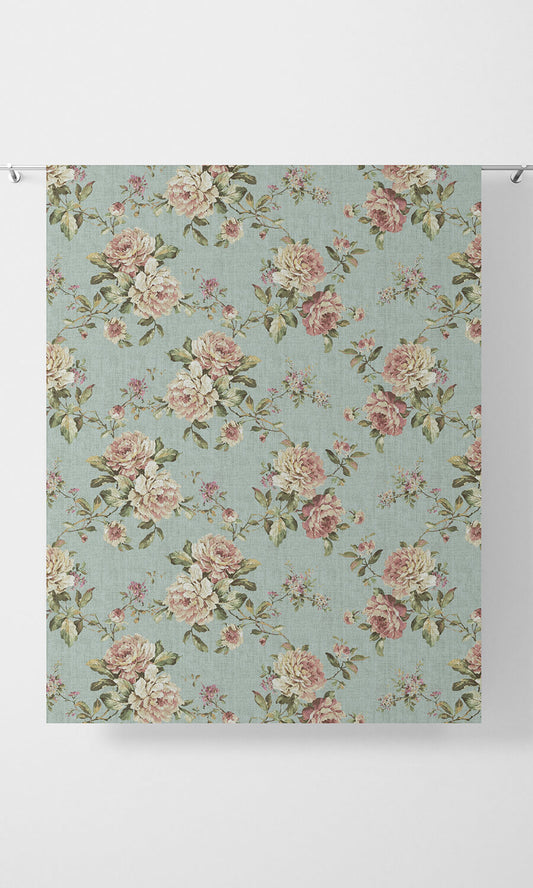 Country Floral Home Décor Fabric By the Yard (Blue/ Pink)