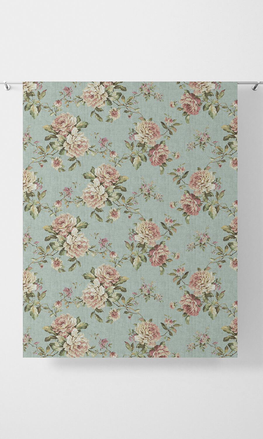 Country Floral Home Décor Fabric By the Yard (Blue/ Pink)