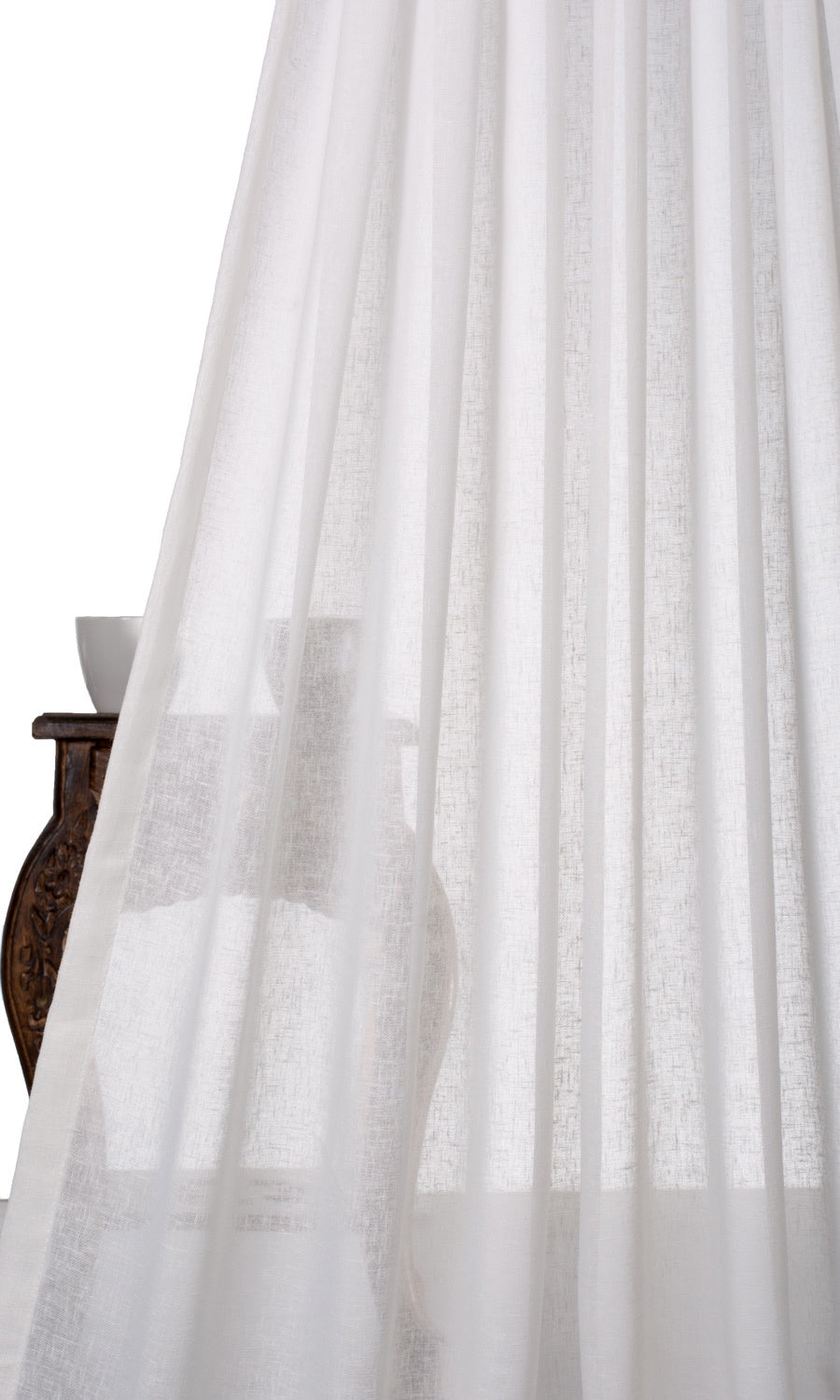 Textured Sheer Home Textile Fabric Material By the Yard (White)