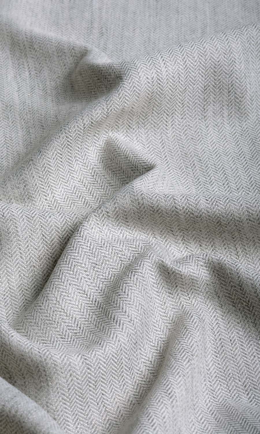 Herringbone Textured Fabric Sample for Curtains & Drapes (Smoke White)