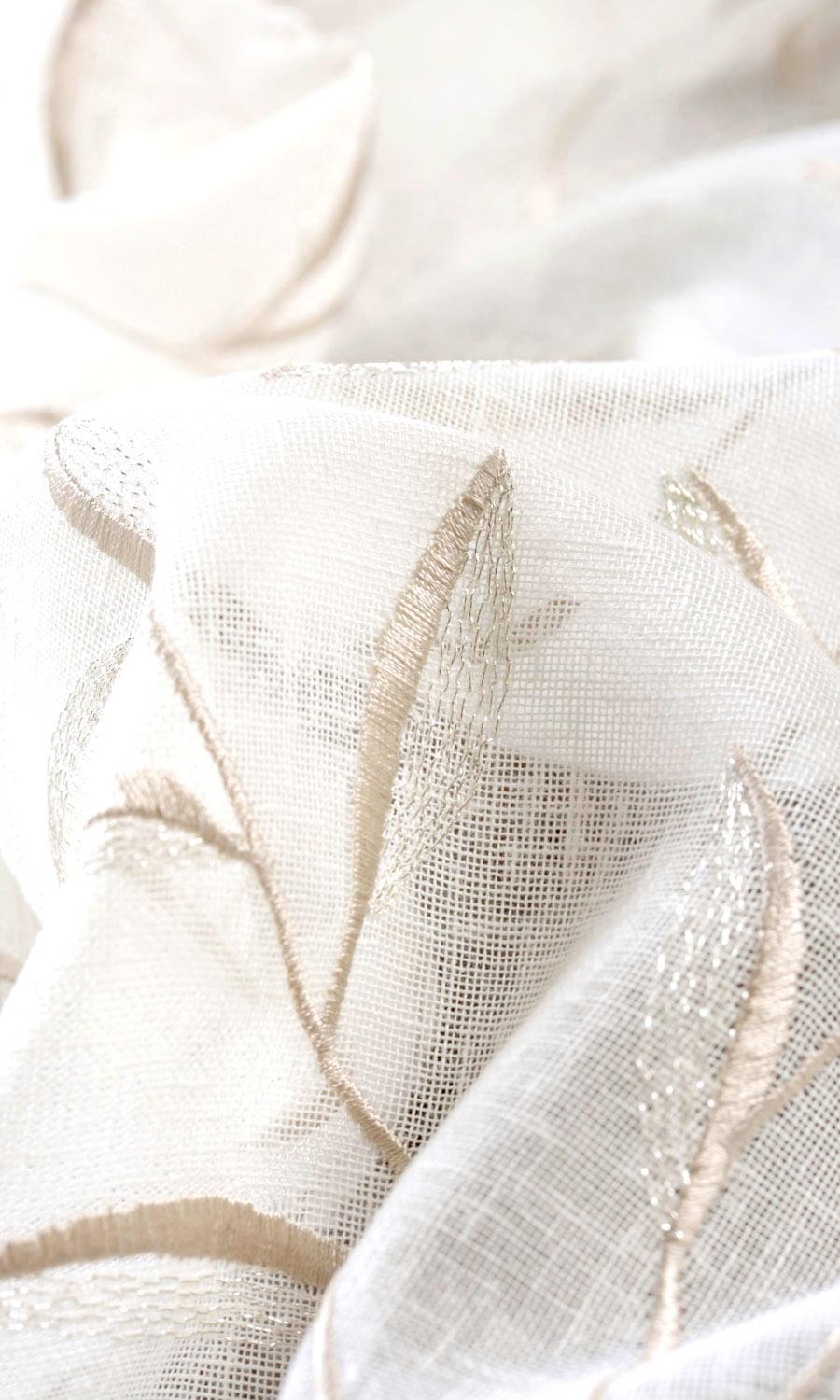Sheer Floral Home Textile Fabric Material By the Yard (White/ Beige)