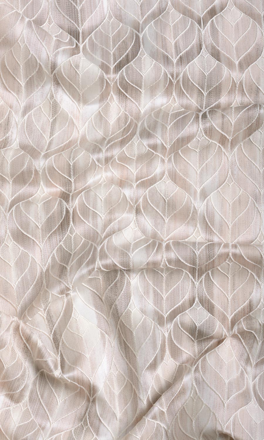 Petal Patterned Window Treatments Fabric By the Yard (Pale Grey/ Beige)