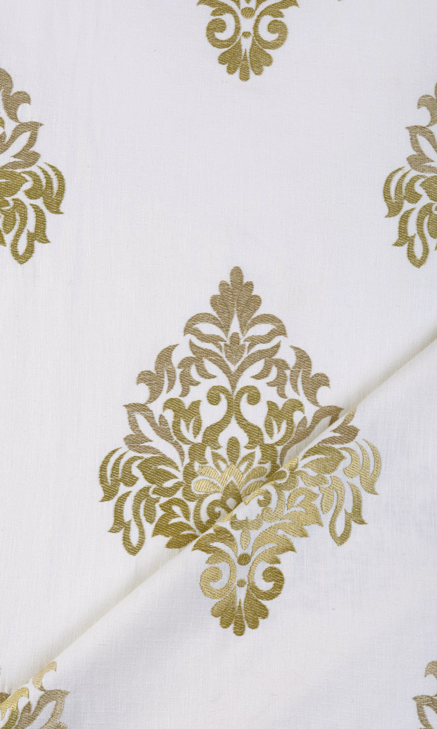 Damask Patterned  Home Textile Fabric Material By the Yard (Ivory/ Beige/ Brown)