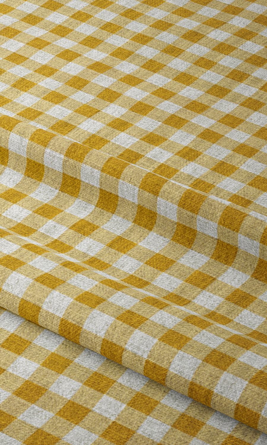 Checked Window Treatments Fabric By the Yard (Deep Yellow/ White)