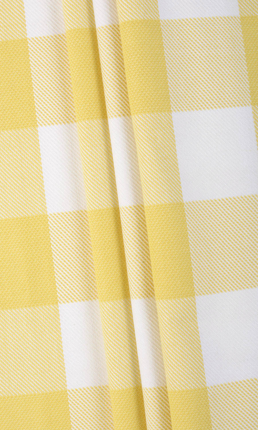 Buffalo Check Home Textile Fabric Material Sample (Lemon Yellow/ White)
