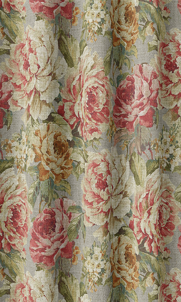Floral Print Home Textile Fabric Material Sample (Pink/ Orange)