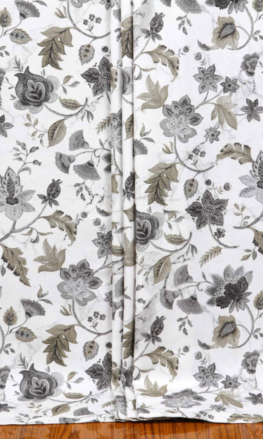 Floral Cotton Window Treatments Fabric By the Yard (White/ Grey/ Beige)