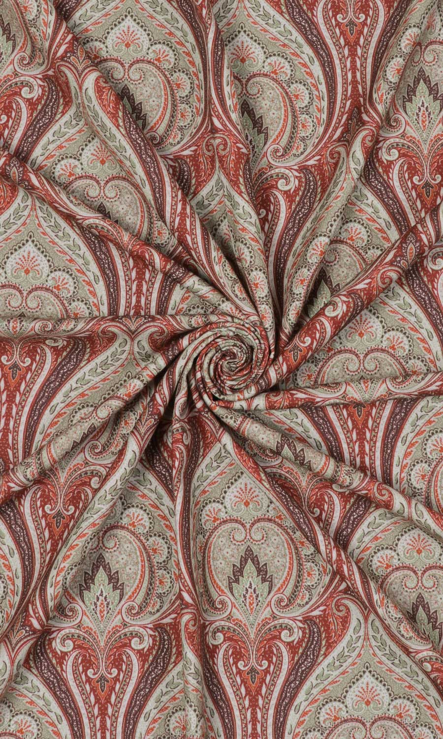 Floral Damask Fabric Material By the Yard (Red/ Brown)