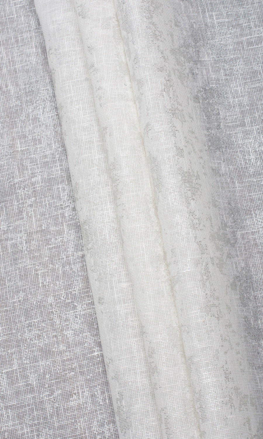 Metallic Accented Home Textile Fabric Material By the Yard (White/ Silver)