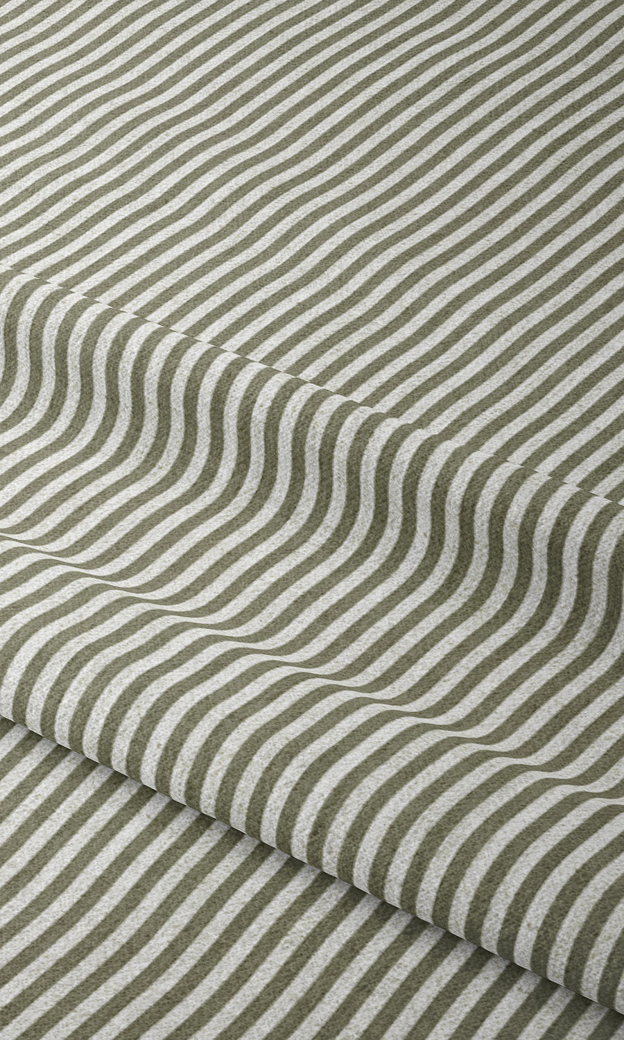 Striped Window Treatments Fabric By the Yard (Olive Green/ White)