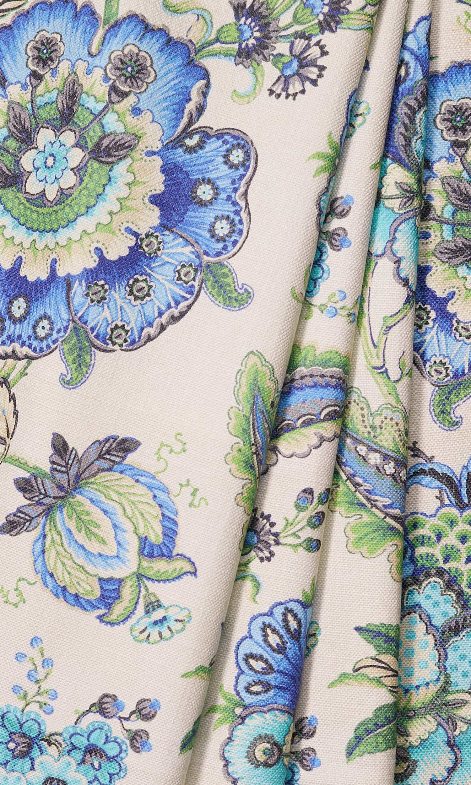 Floral Cotton Home Décor Fabric Sample (Turquoise/ Ultramarine Blue)