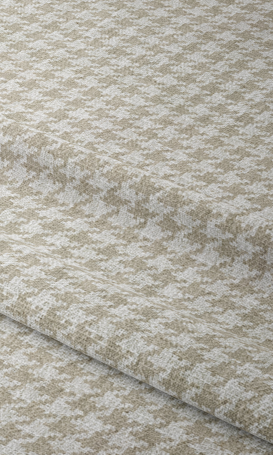 Houndstooth Print Window Treatments Fabric Sample (Beige/ White)