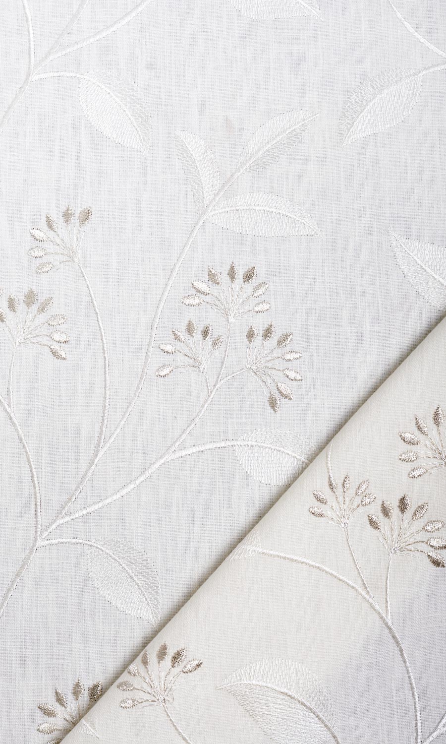 Floral Embroidery Home Textile Fabric Material By the Yard (White/ Cream)