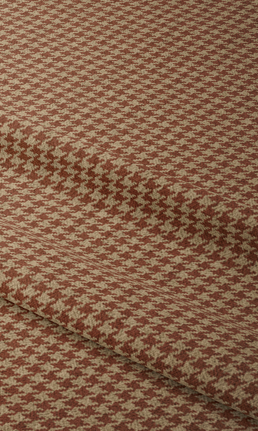 Houndstooth Print Home Textile Fabric Material Sample (Red & Beige)