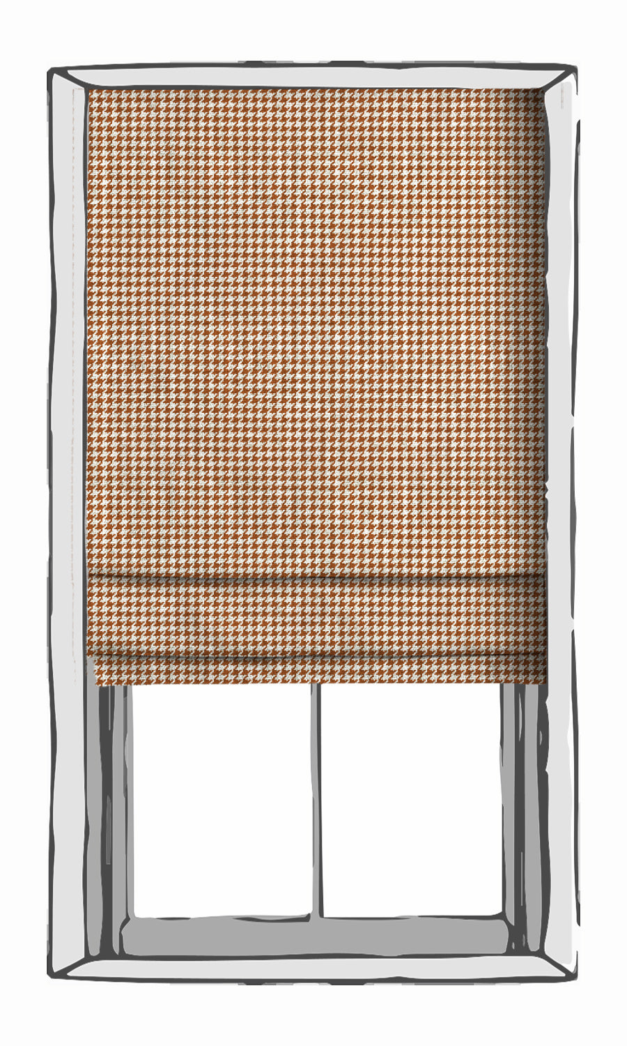 Houndstooth Free Fabric Material Sample (Burnt Orange/ White)