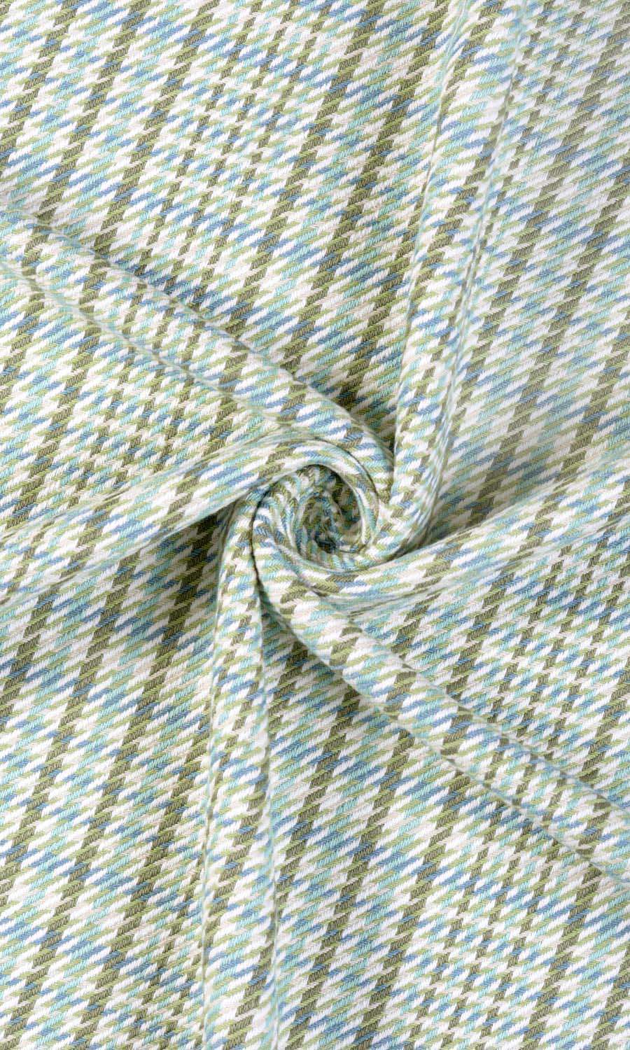 Houndstooth Cotton Free Fabric Material Sample (Green/ Blue)