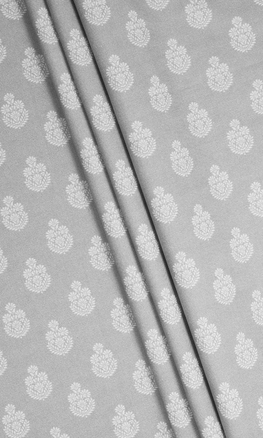 Floral Cotton Home Décor Fabric By the Yard (Silver Grey)
