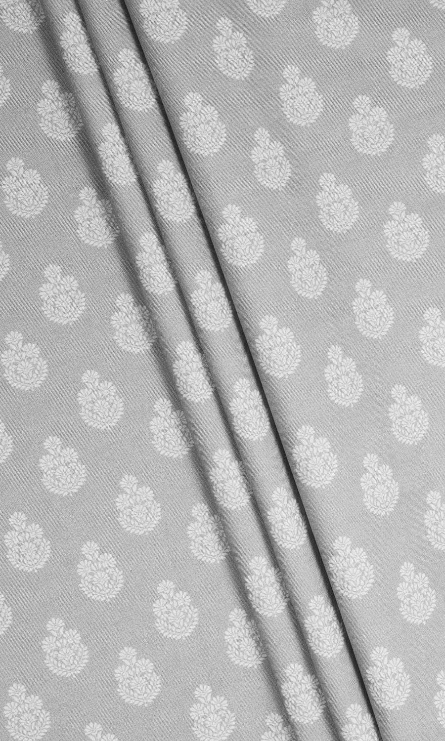 Floral Cotton Home Décor Fabric Sample (Silver Grey)