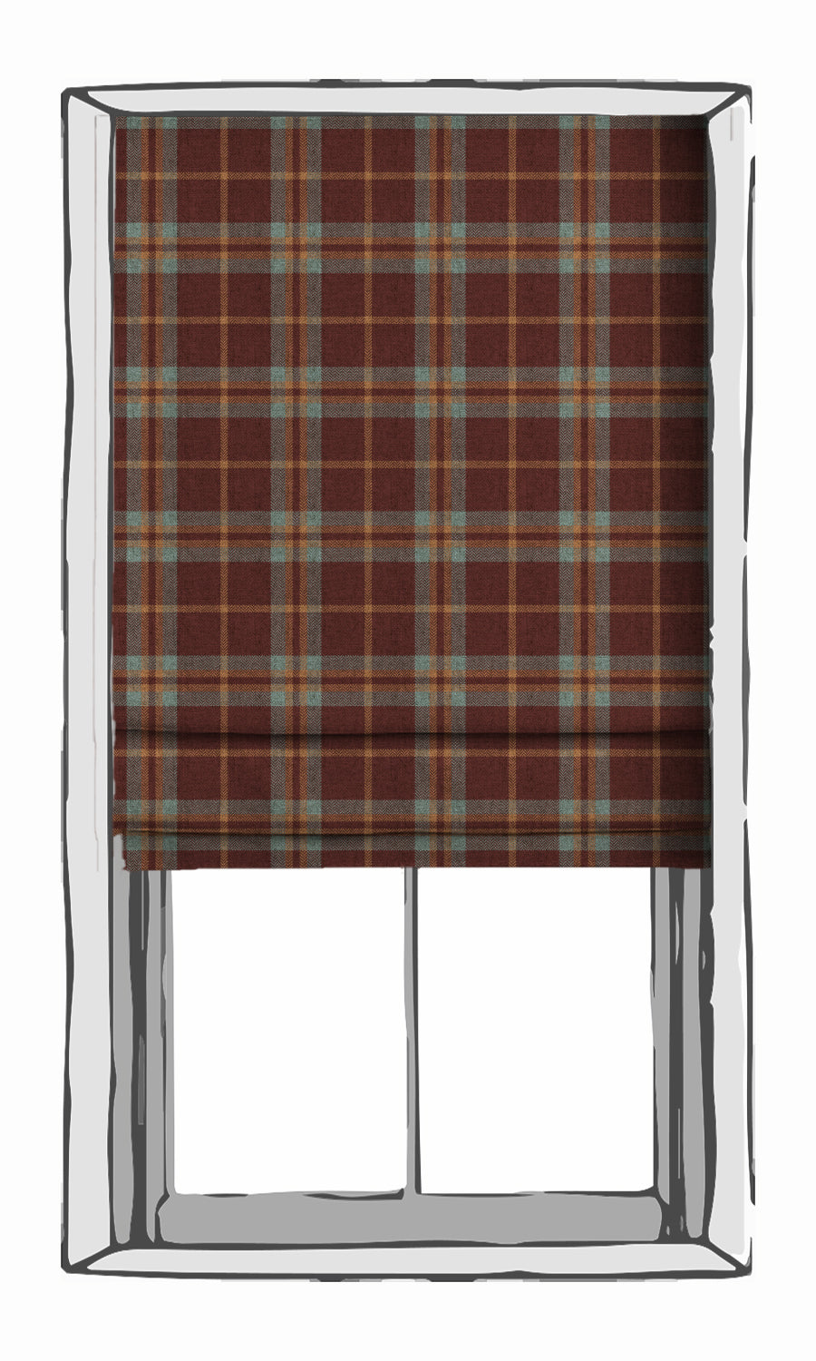 Checkered Drapery for Living, Bedroom, Kitchen, Bathroom (Wine Red/ Orange/ Blue)