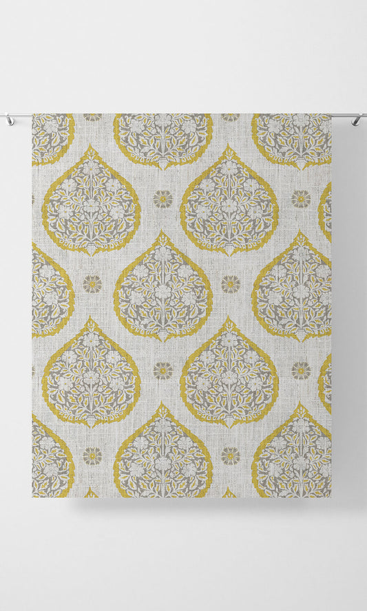 Paisley Home Décor Fabric By the Yard (Yellow/ Gray)