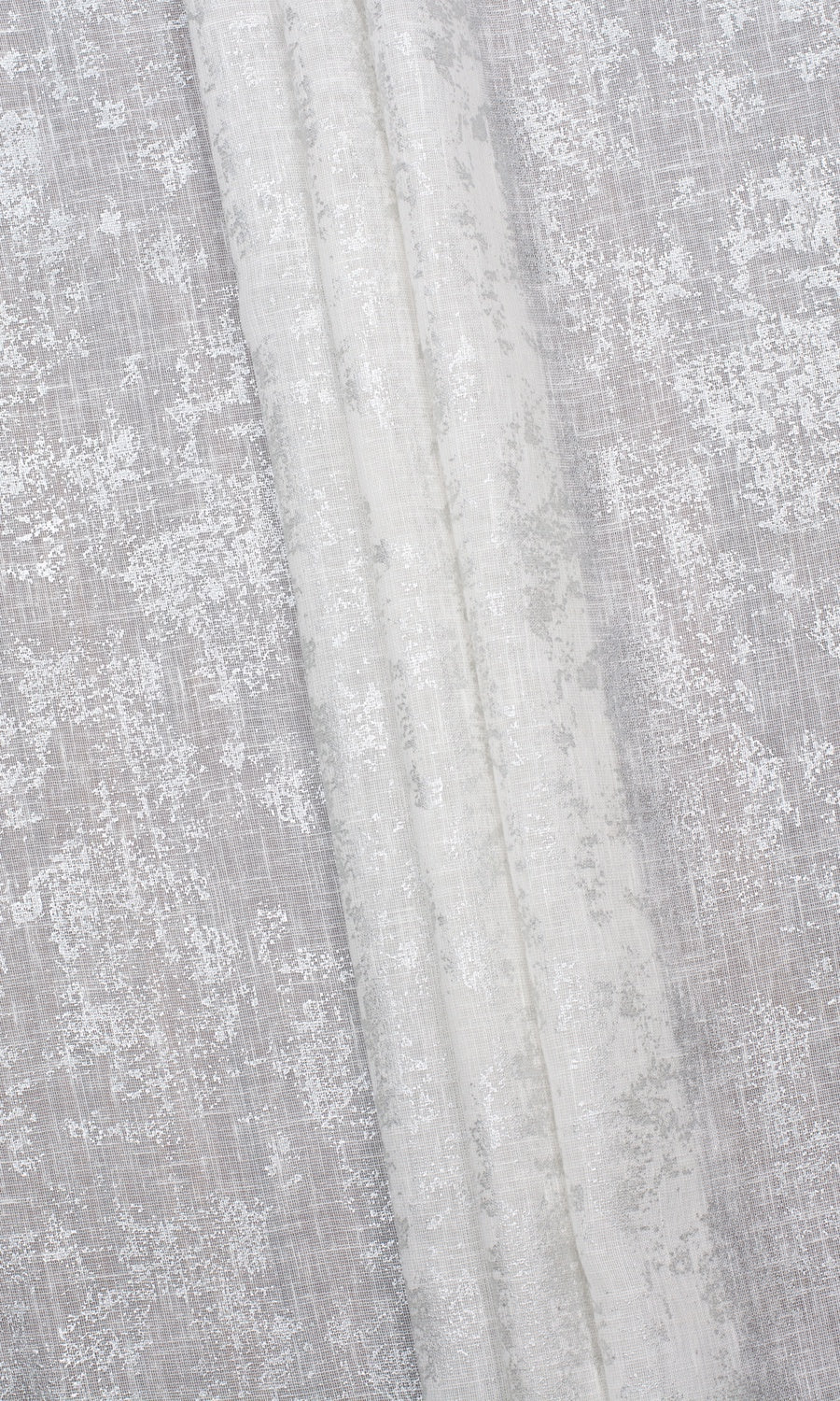 Metallic Accent Semi-Sheer Home Textile Fabric Material Sample (White)