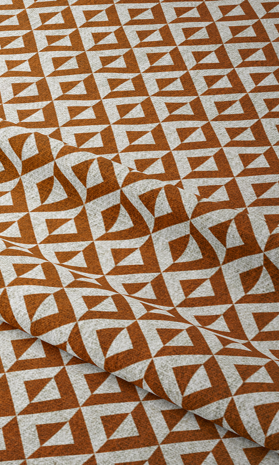 Geo Print Window Treatments Fabric By the Metre (Orange/ White)