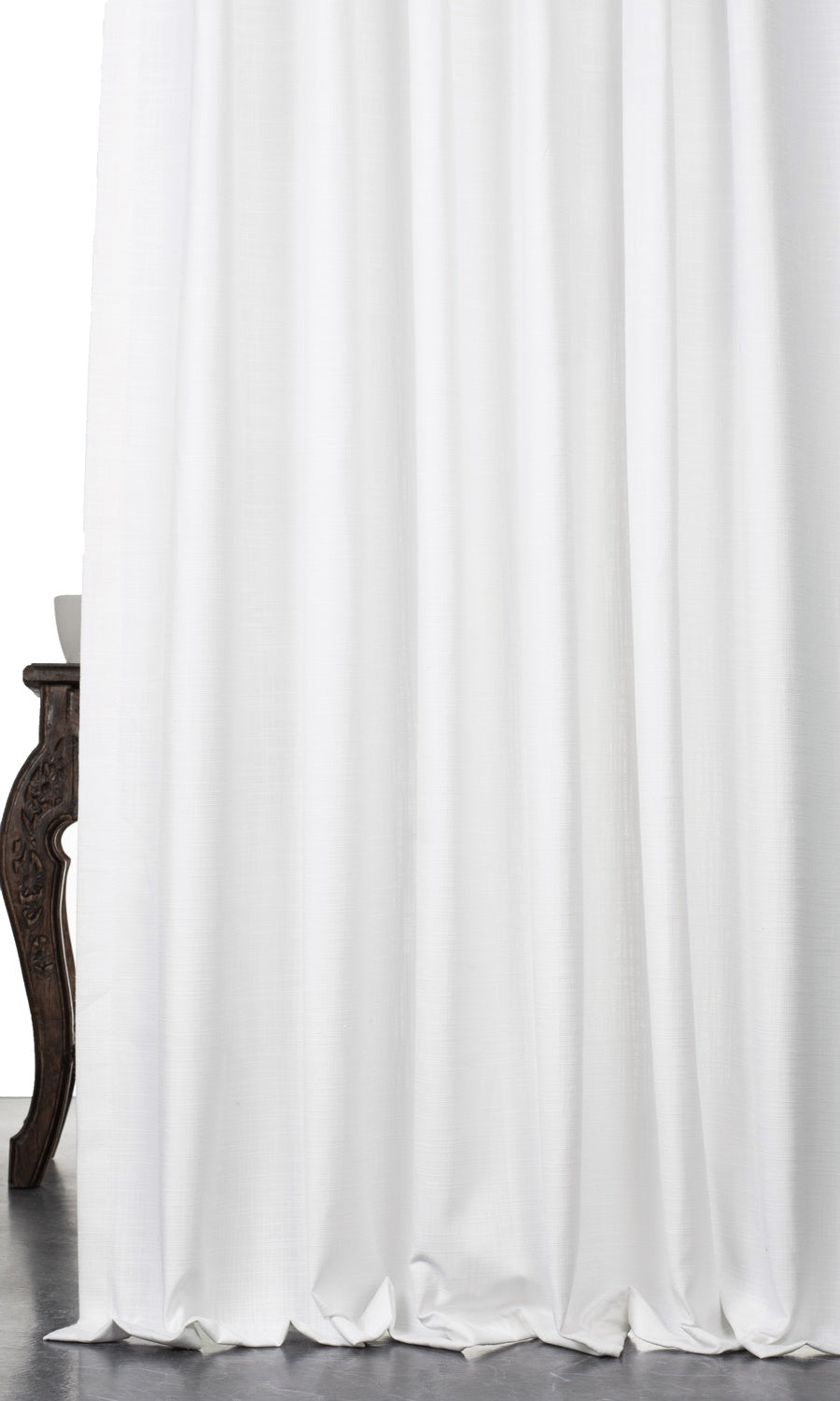 Linen-Texture Window Treatments Fabric By the Yard (White)