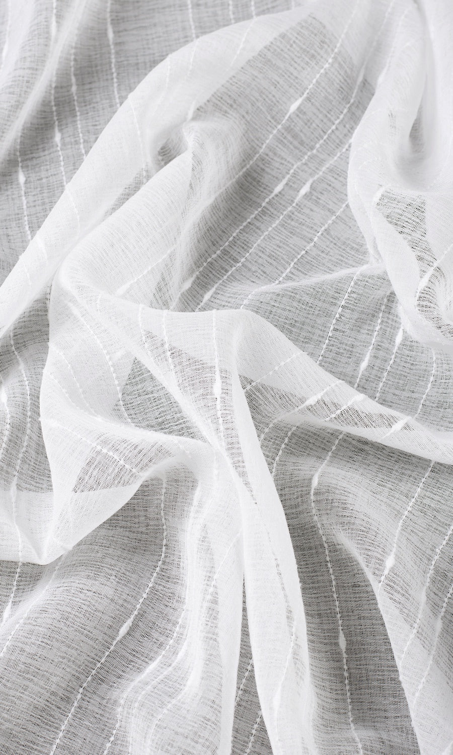 Striped Sheer Home Décor Fabric By the Yard (White)