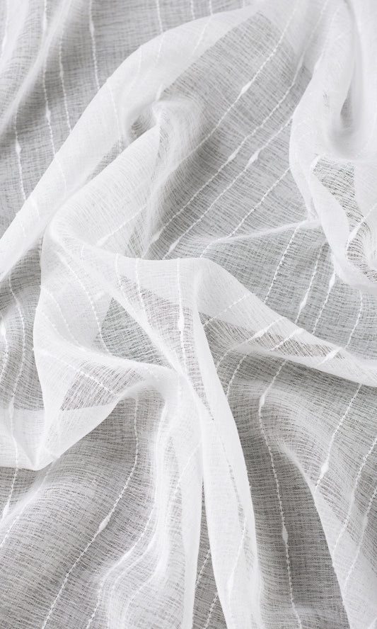 Striped Sheer Home Décor Fabric By the Yard (White)