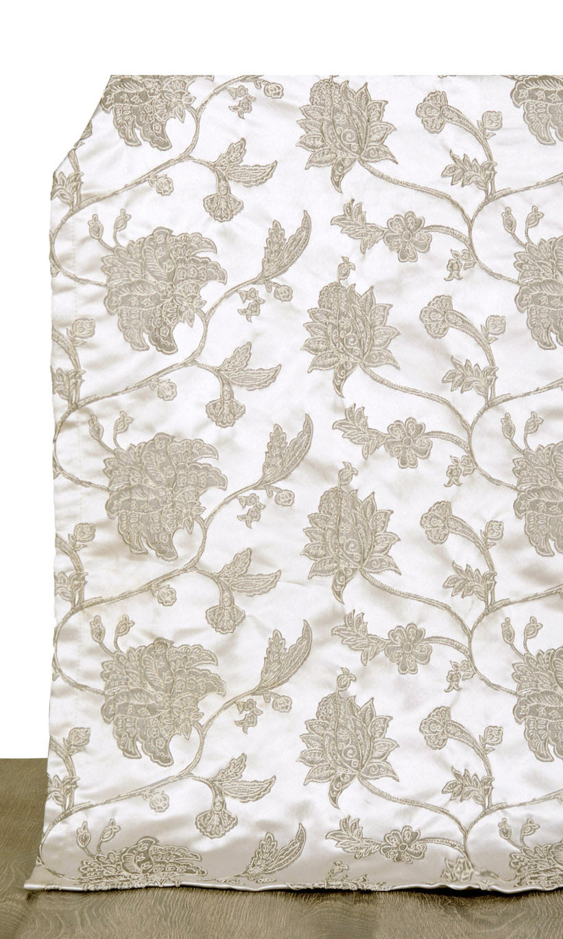 Floral Home Décor Fabric By the Yard (White/ Silver/ Gray)