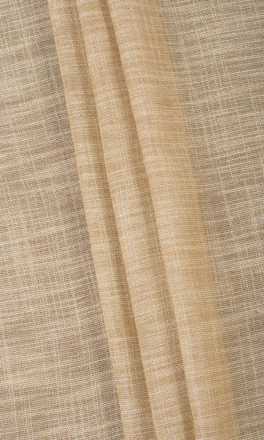 Textured Sheer Home Textile Fabric Material Sample (Mustard Beige)