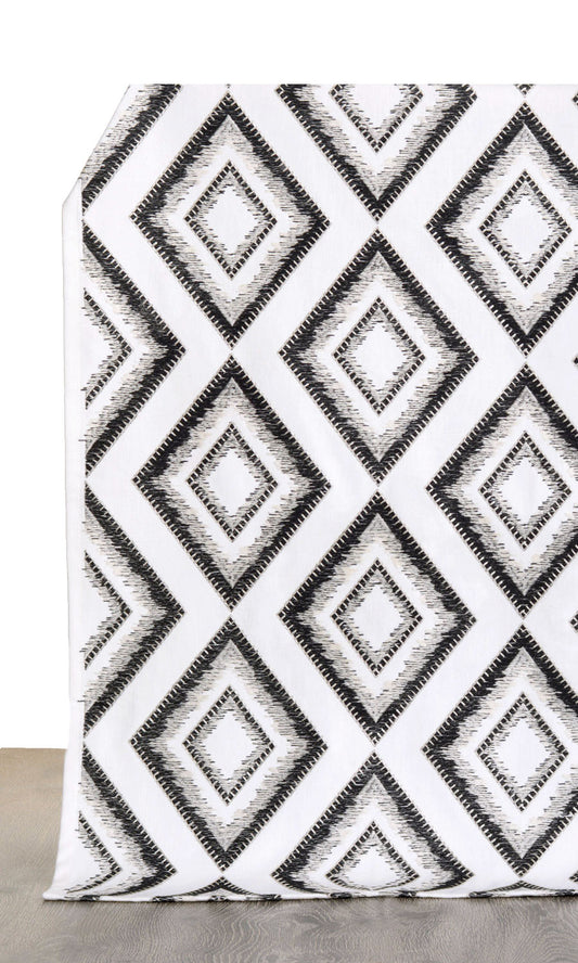 Geometric Patterned Home Décor Fabric By the Yard (White/ Black)