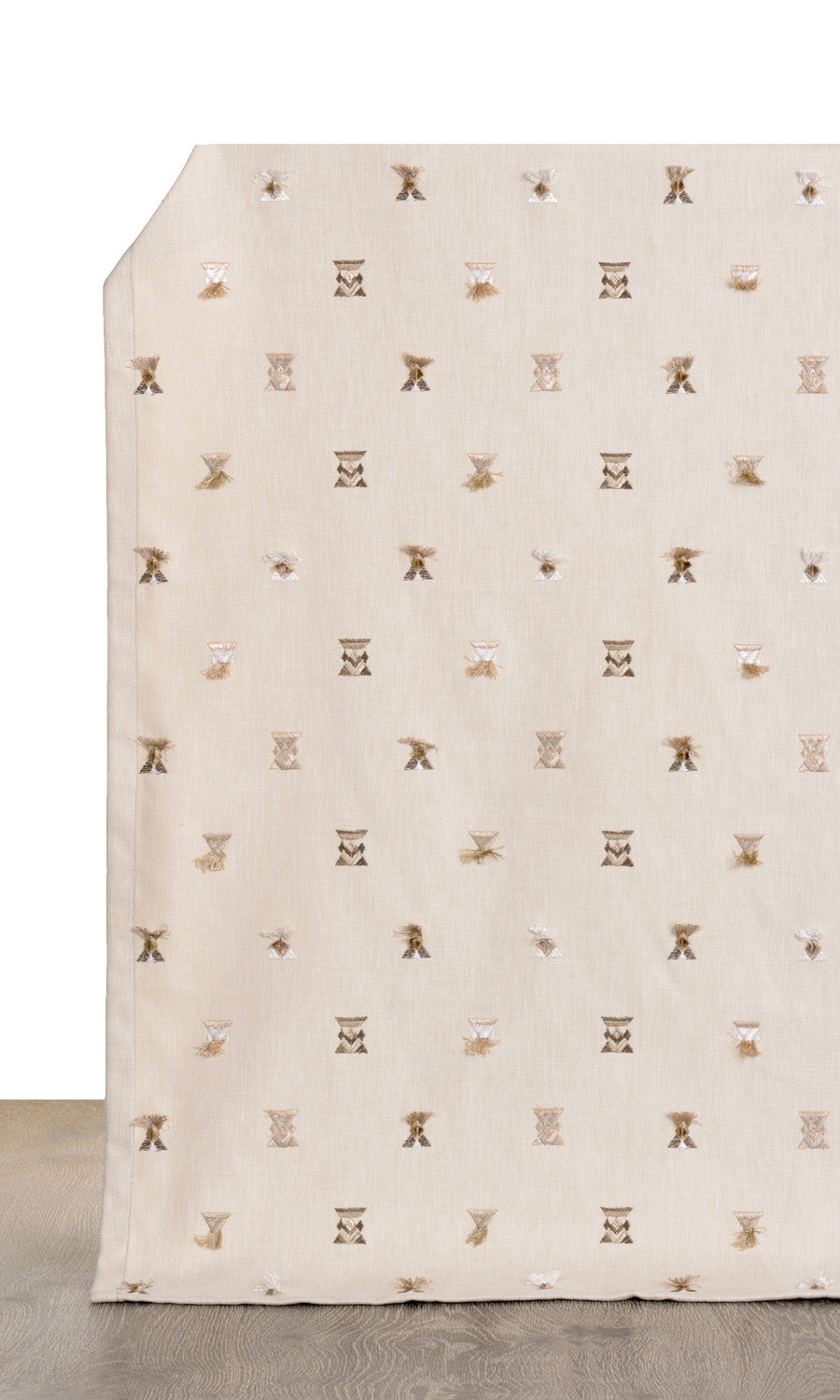 Embroidered Window Treatments Fabric By the Yard (Beige/ Brown/ White)